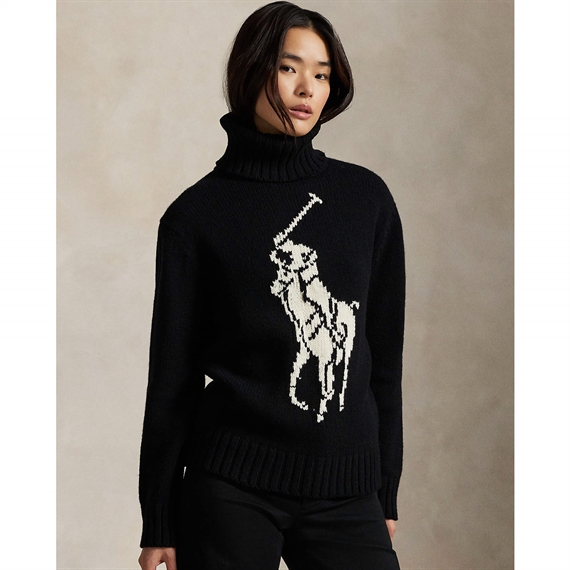 Polo Ralph Lauren Big Pony Wool Turtleneck Sweater, Polo Black 
